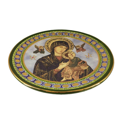 Handmade Decorative Ceramic Plate with Our Lady of Perpetual Help