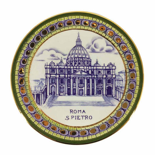 Handmade Decorative Ceramic Plate with St. Peter’s Basilica