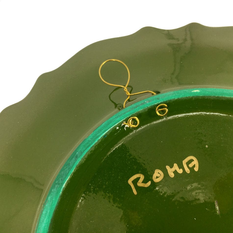 Handmade Ceramic Decorative Plate with the Colosseum and Worked Edge