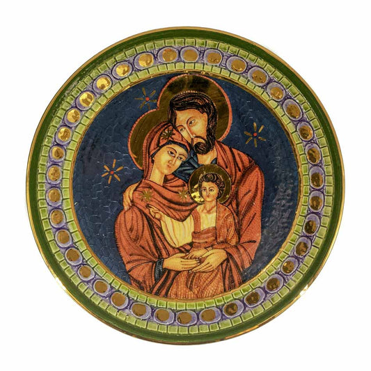 Handmade Decorative Ceramic Plate with the Holy Family