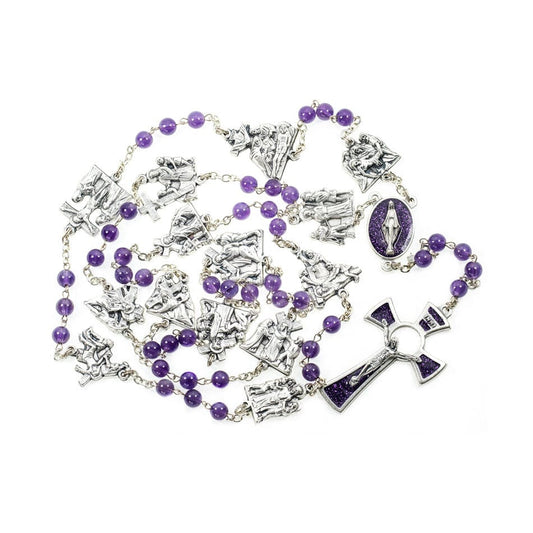 Handmade Way of The Cross Amethyst Chaplet