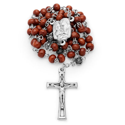 Olive Wood Holy Family Rosary Case With Wood Rosary