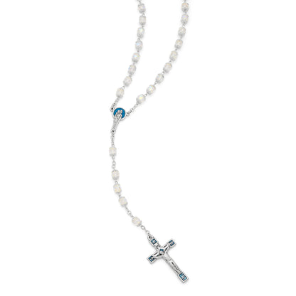 Holy Family Rosary Beads in Transparent Faceted Crystal