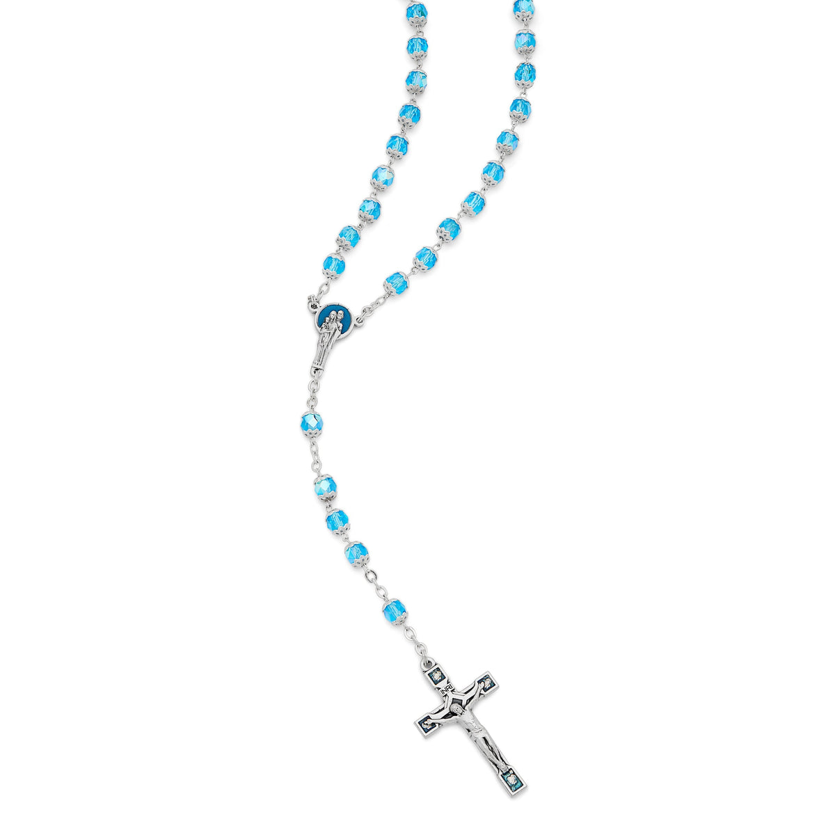 Holy Family Rosary in Faceted Crystal Beads