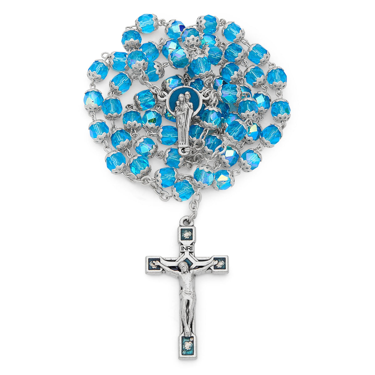 Holy Family Rosary in Faceted Crystal Beads