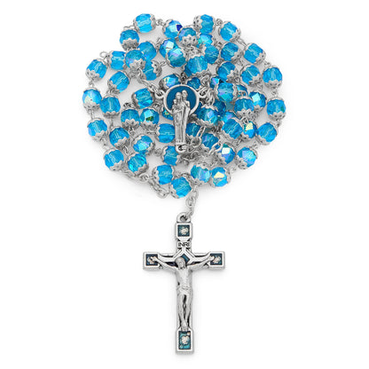 Holy Family Rosary in Faceted Crystal Beads
