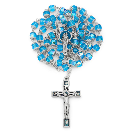 Holy Family Rosary in Faceted Crystal Beads