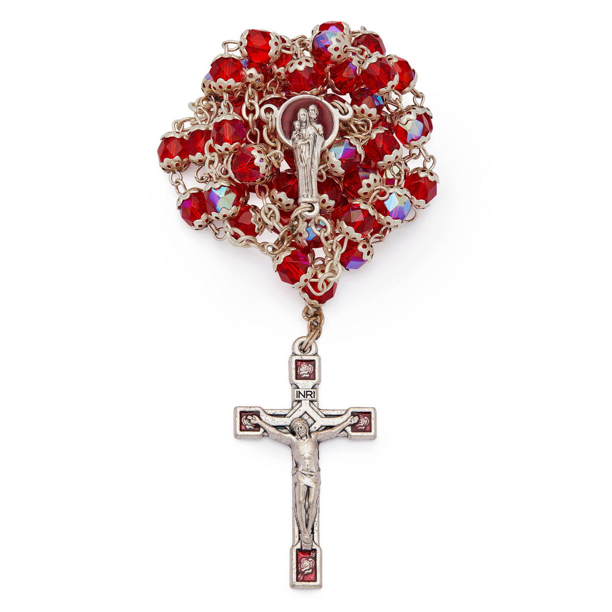Holy Family Rosary in Round Faceted Beads
