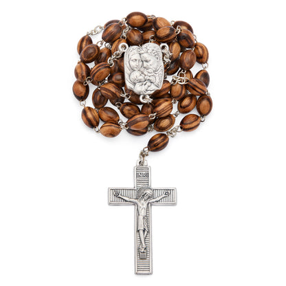 Holy Family Rosary with Zebranwood Beads