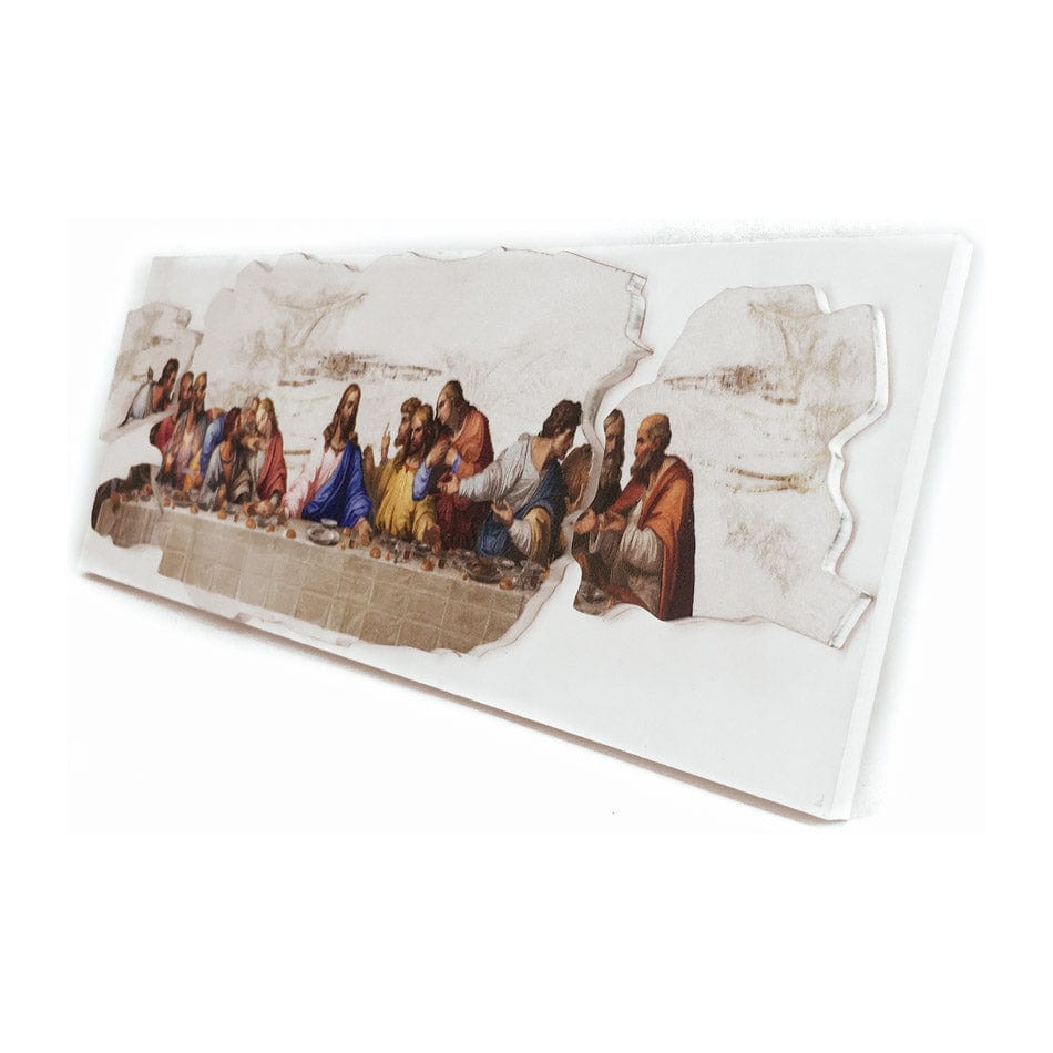 Wooden Panel of the Last Supper in Relief Vintage Effect