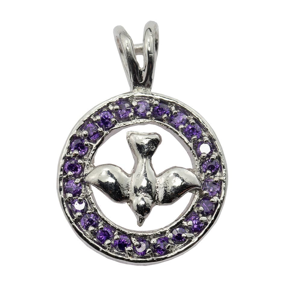 Holy Spirit Charm with Purple Crystals