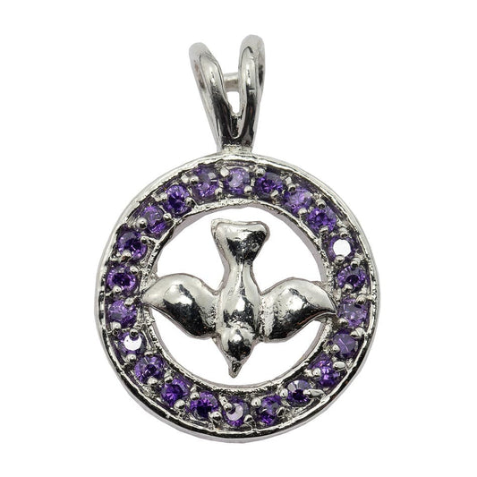Holy Spirit Charm with Purple Crystals