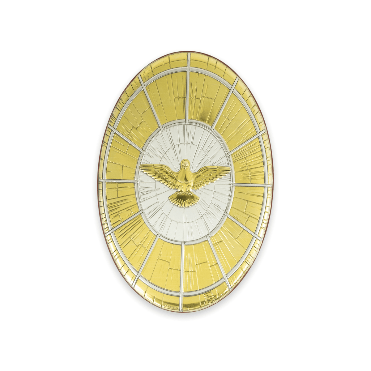Holy Spirit Oval Picture Bilaminate Sterling Silver