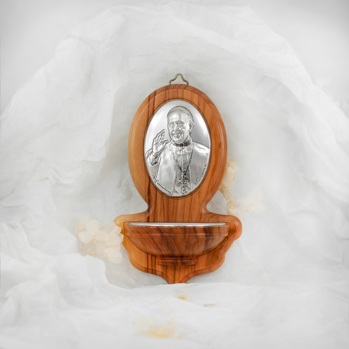 Holy Water Font Olive Wood Pope Francis