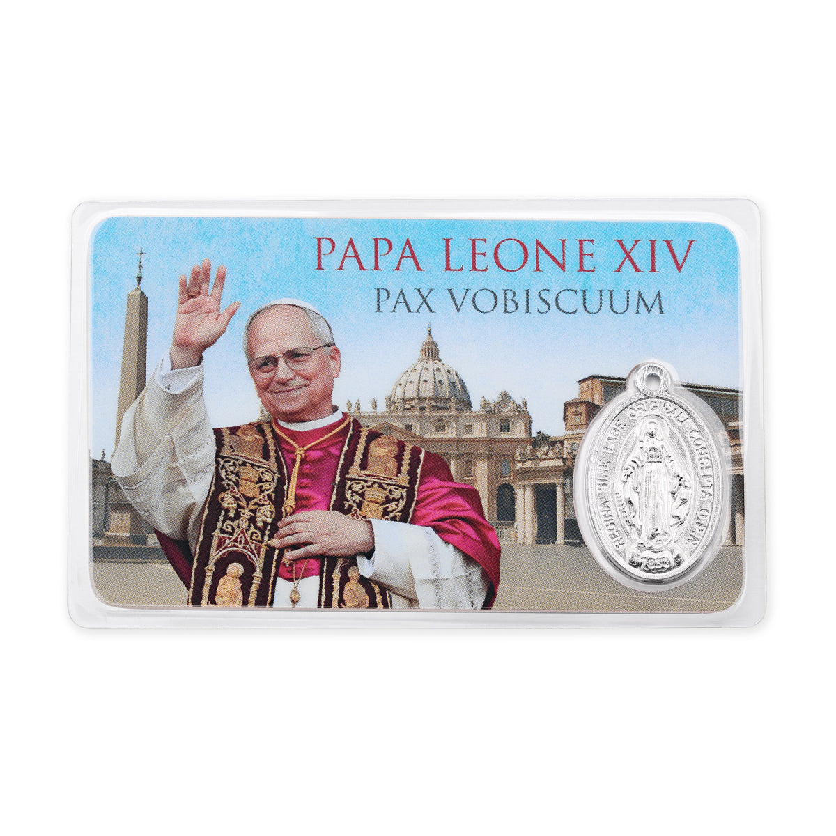 Horizontal Plasticized Holy Card of Pope Leo XIV