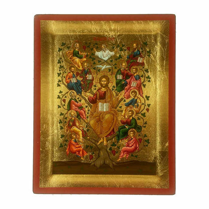 Wooden Icon with Red Frame of the Tree of life