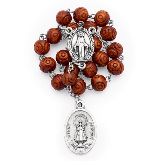 Infant of Prague Wooden Devotional Rosary