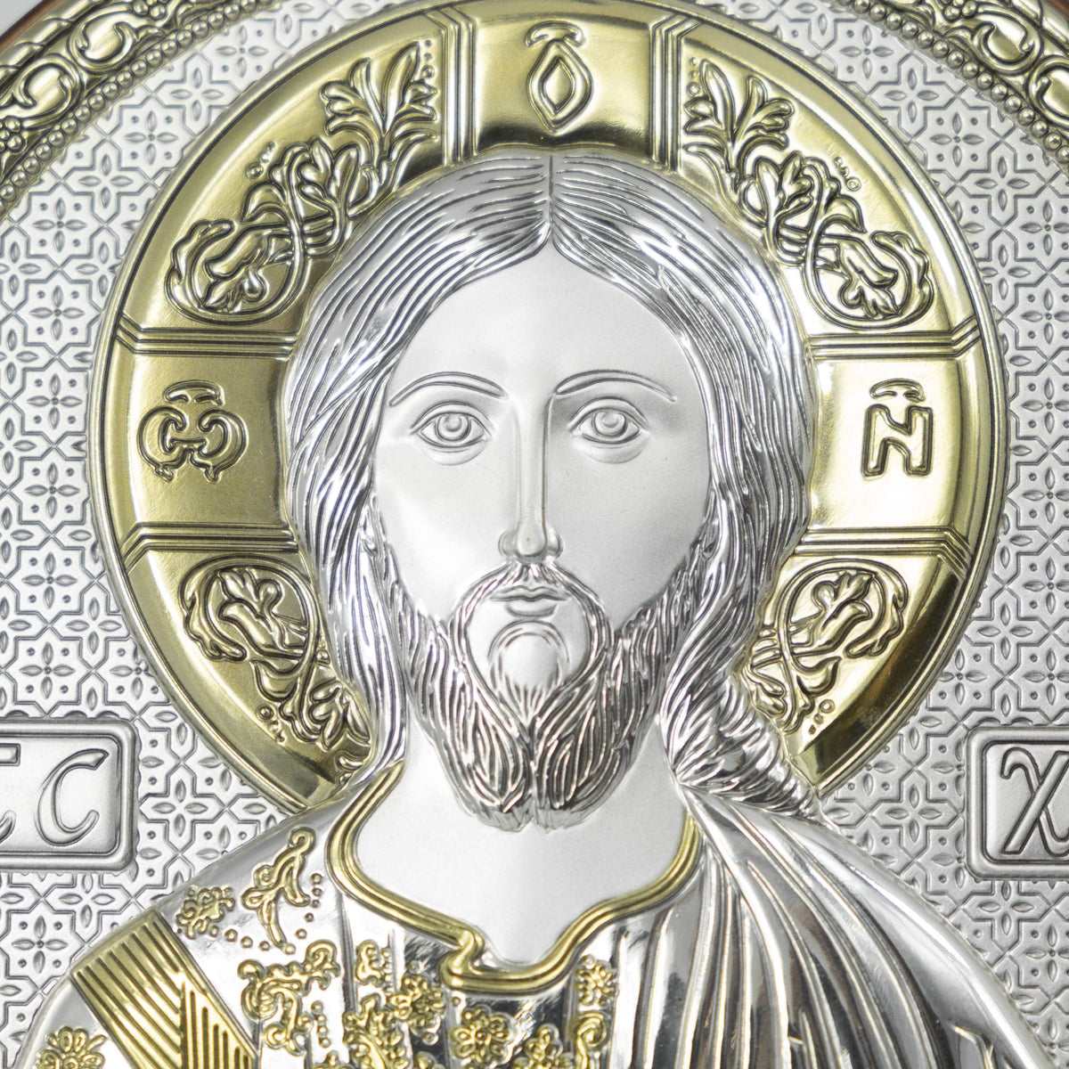 Jesus Bilaminated Sterling Silver Picture with Golden Details