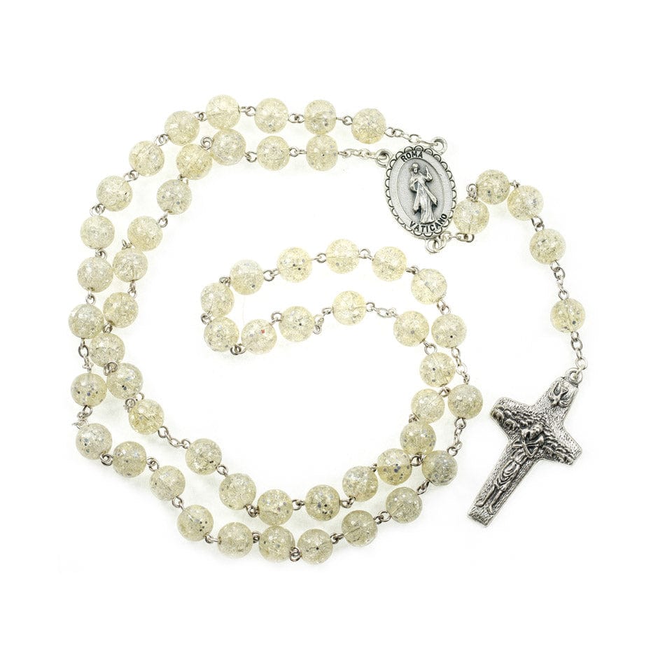 Jesus of Divine Mercy Topace Glitter Rosary Beads