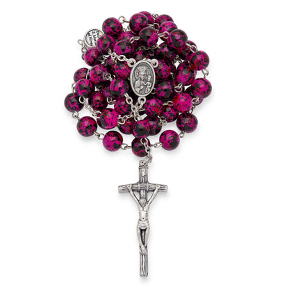 John Paul II Variegated Glass Rosary Beads