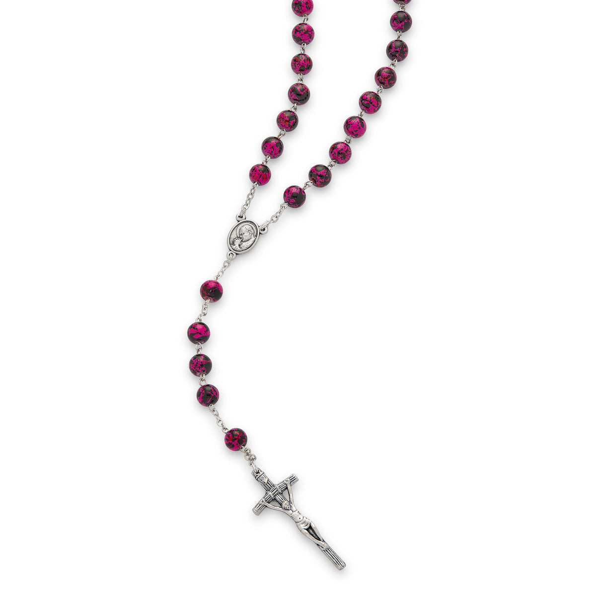 John Paul II Variegated Glass Rosary Beads