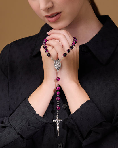 John Paul II Variegated Glass Rosary Beads