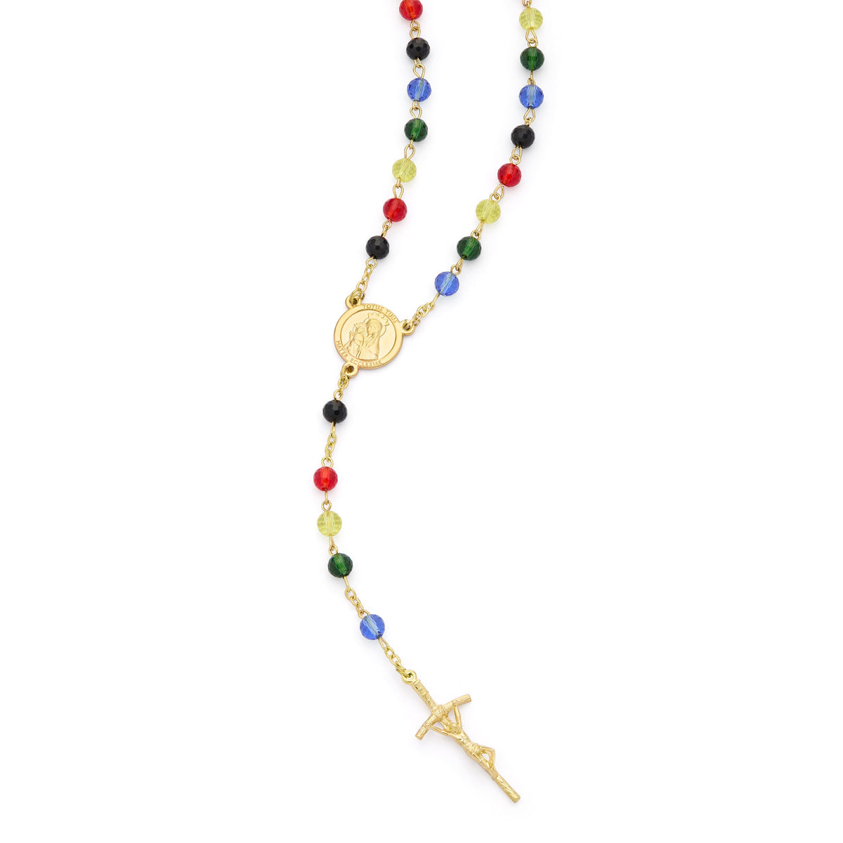 Jubilee 2025 Gold-tone Alpacca Rosary with Crystal Beads