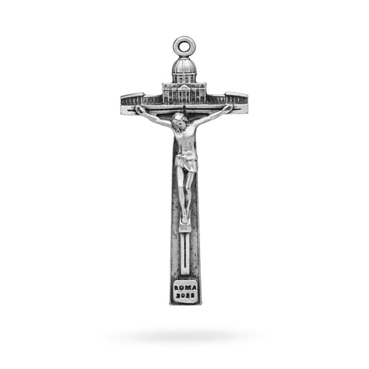Jubilee 2025 Metal Cross Pendant with St. Peter’s Basilica