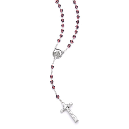 Jubilee 2025 Metal Rosary with Pink Hexagonal Beads