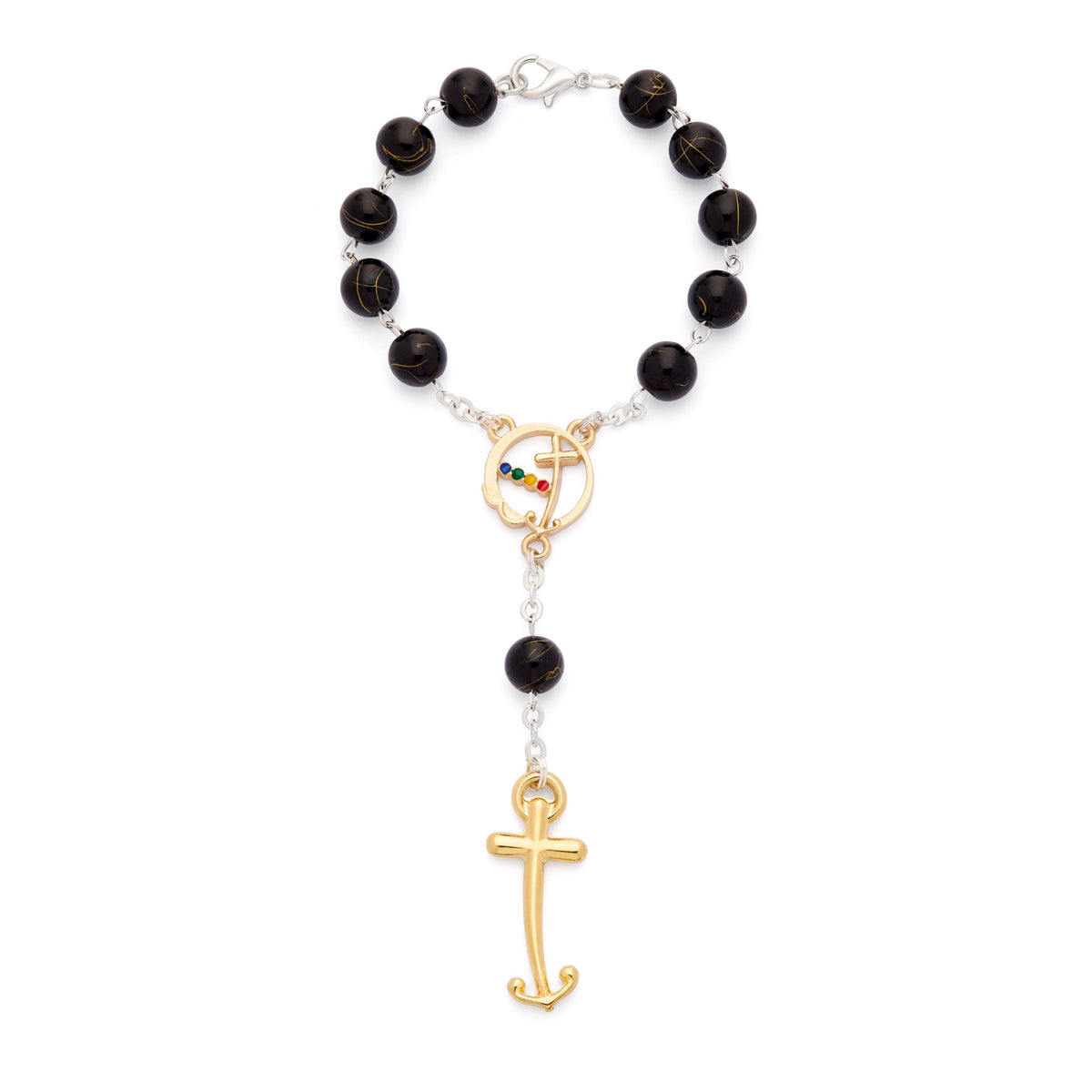 Jubilee 2025 One Decade Rosary with Black Glass Beads
