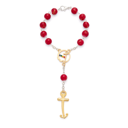 Jubilee 2025 One Decade Rosary with Red Glass Beads