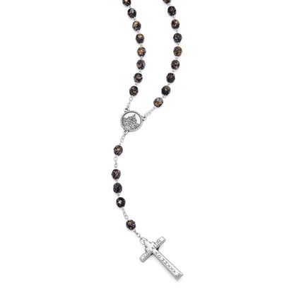 Jubilee 2025 Rosary with Black Beads with Gold Speckles