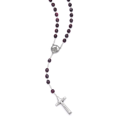 Jubilee 2025 Rosary with Black Beads with Pink Speckles