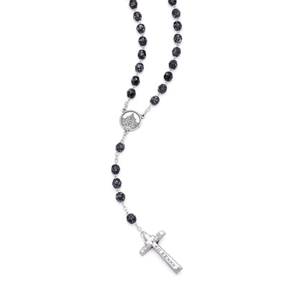 Jubilee 2025 Rosary with Black Beads with White Speckles