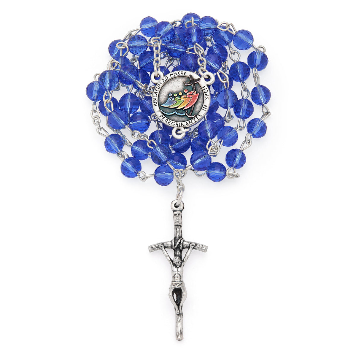 Jubilee 2025 Rosary with Blue Crystal Beads