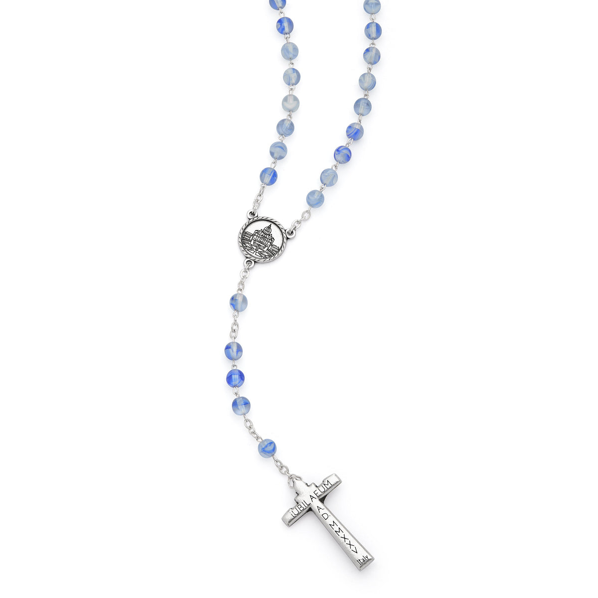 Jubilee 2025 Rosary with Blue Matte Beads