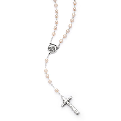 Jubilee 2025 Rosary with Light Pink Synthetic Pearl Beads