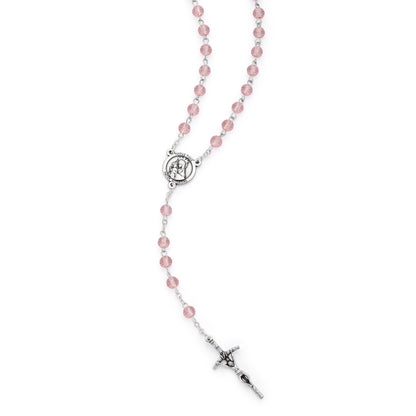 Jubilee 2025 Rosary with Pink Crystal Beads