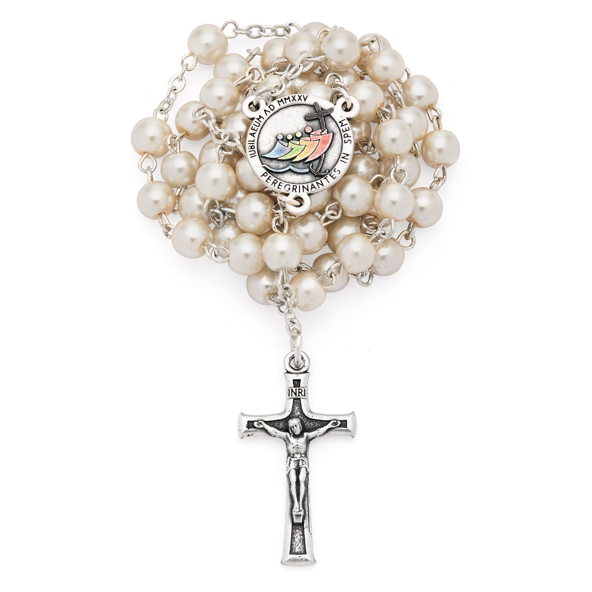 Jubilee 2025 Rosary with Synthetic Pearl Beads