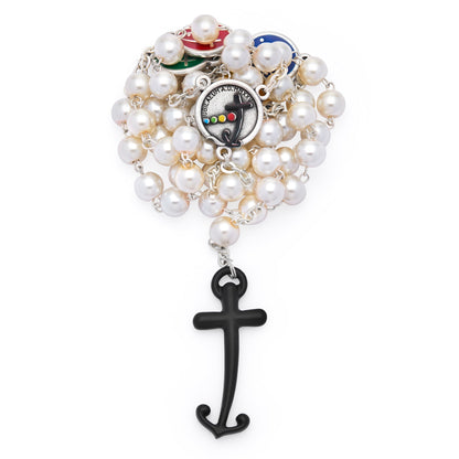 Jubilee 2025 Rosary with Synthetic Pearl Beads and Anchor-Shaped Cross