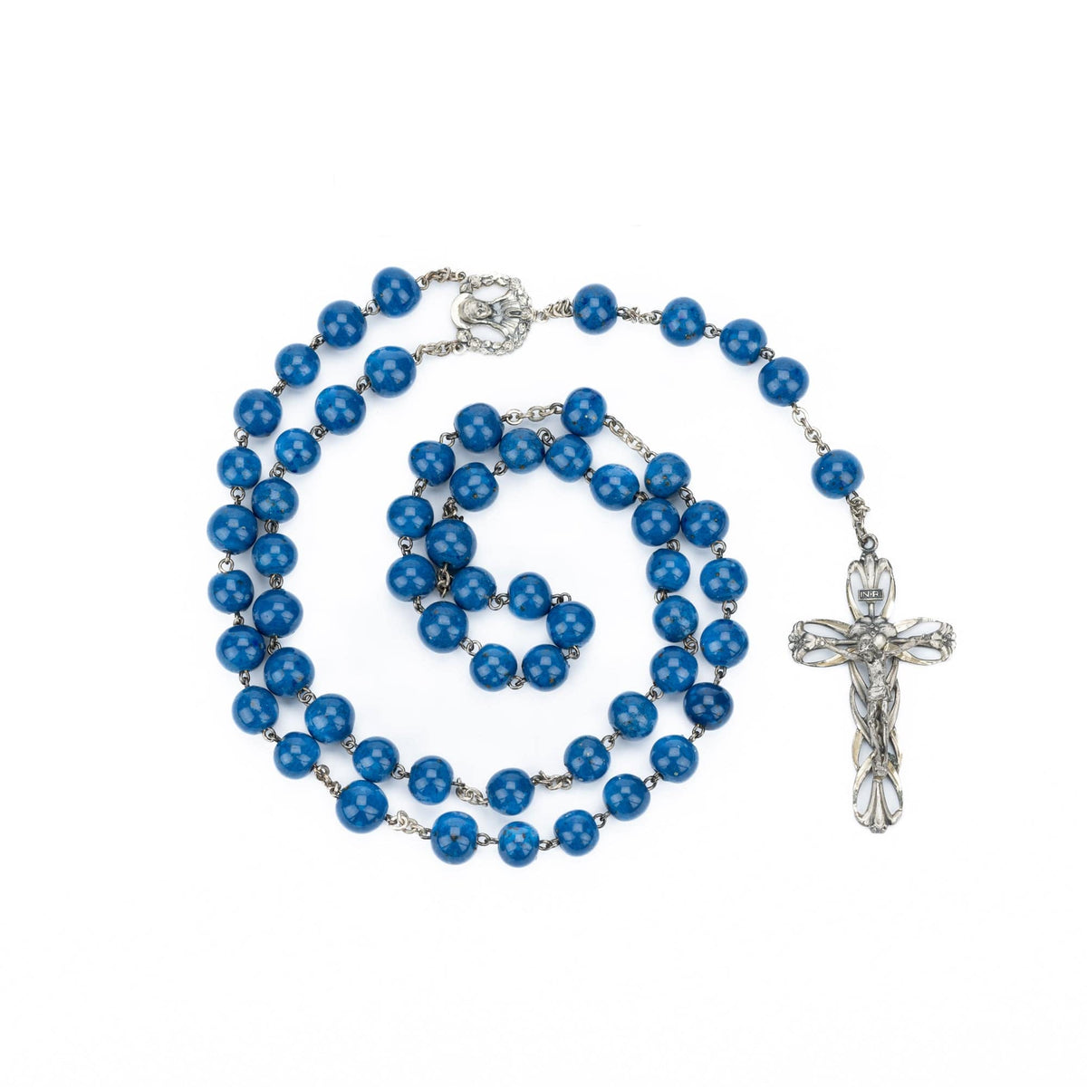 LAPIS SILVER ROSARY