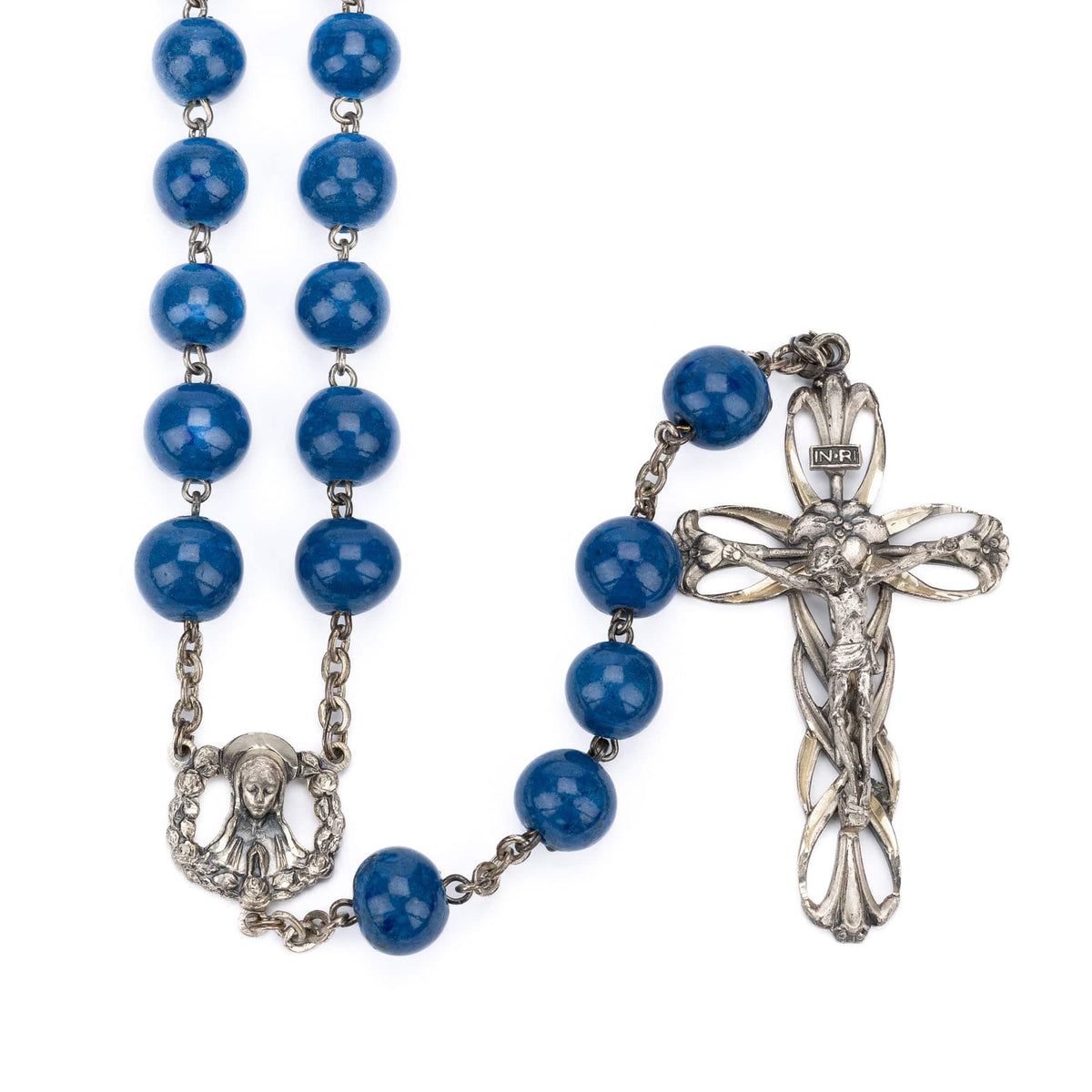 LAPIS SILVER ROSARY