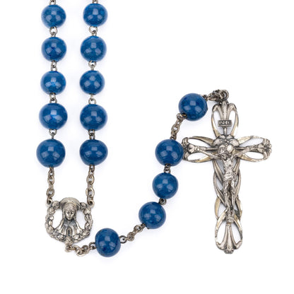 LAPIS SILVER ROSARY
