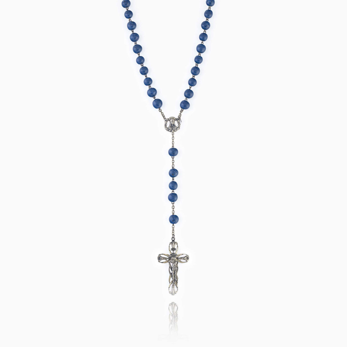 LAPIS SILVER ROSARY