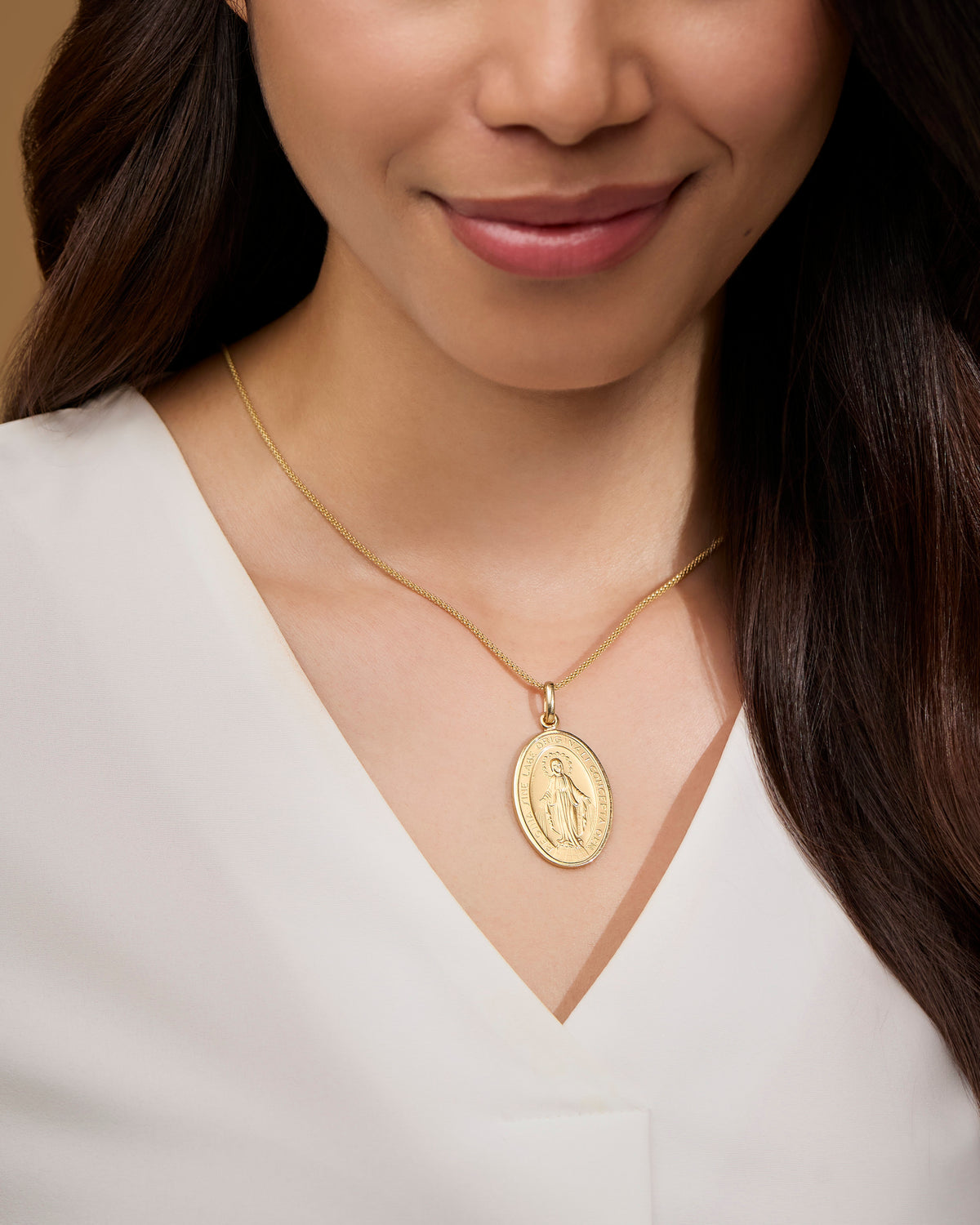 Large Gold-plated Sterling Silver Oval Miraculous Medal