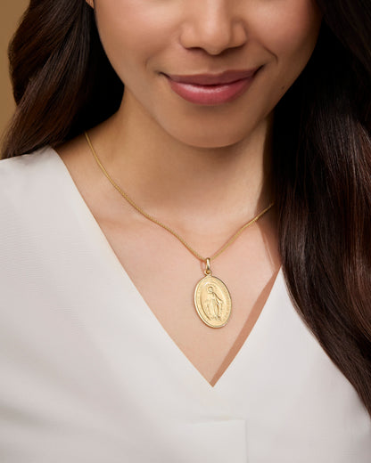 Large Gold-plated Sterling Silver Oval Miraculous Medal