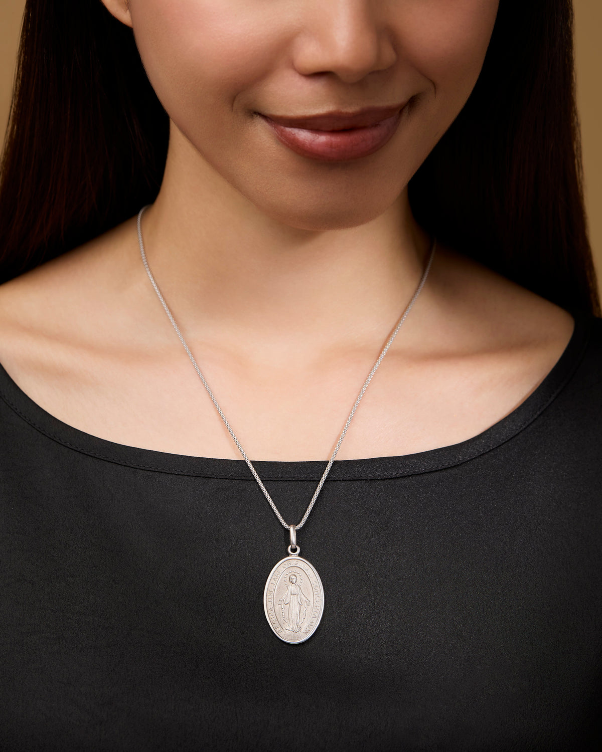 Large Sterling Silver Oval Miraculous Medal