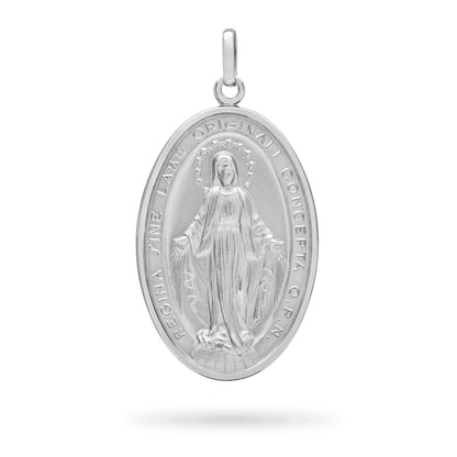 Large White Gold Miraculous Medal