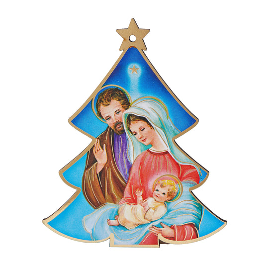 Light Blue Christmas Tree-shaped Christmas Decoration With Nativity Scene