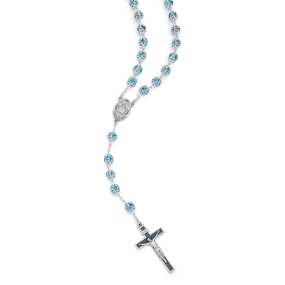 Light Blue Glass Capped  Beads Rosary